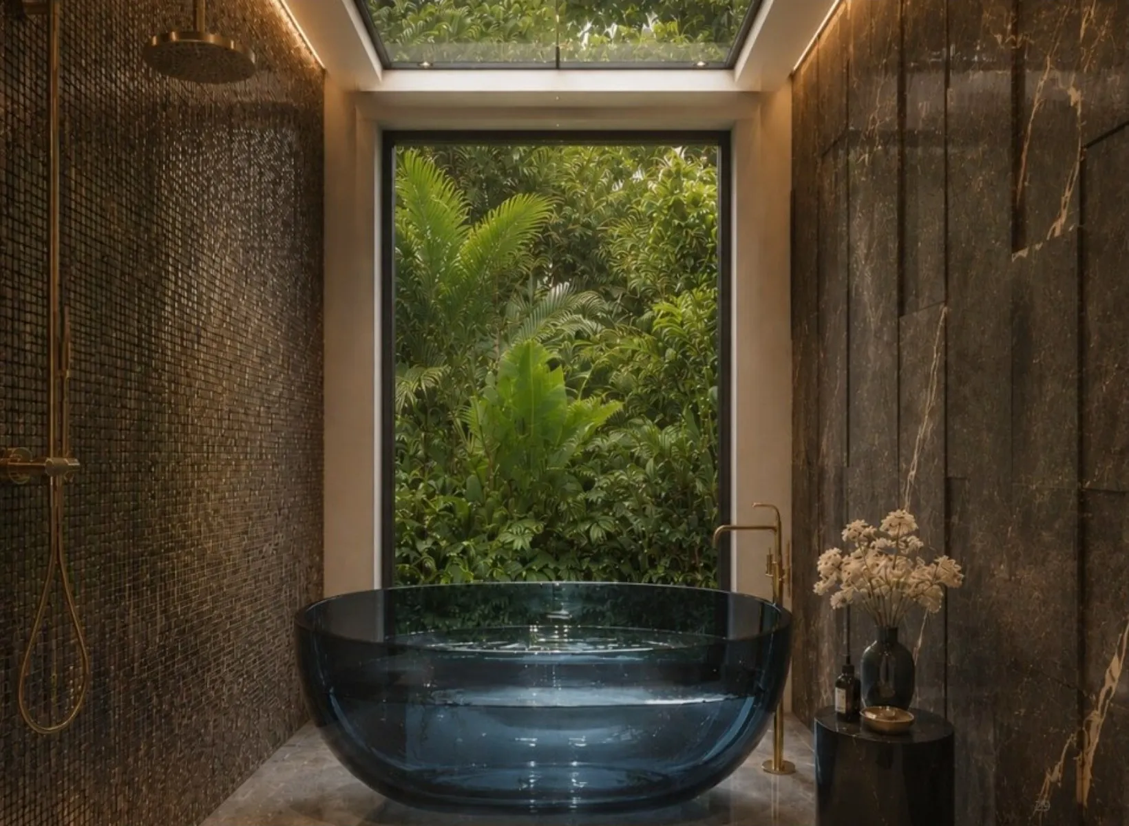 Bathroom overlooking the tropical garden