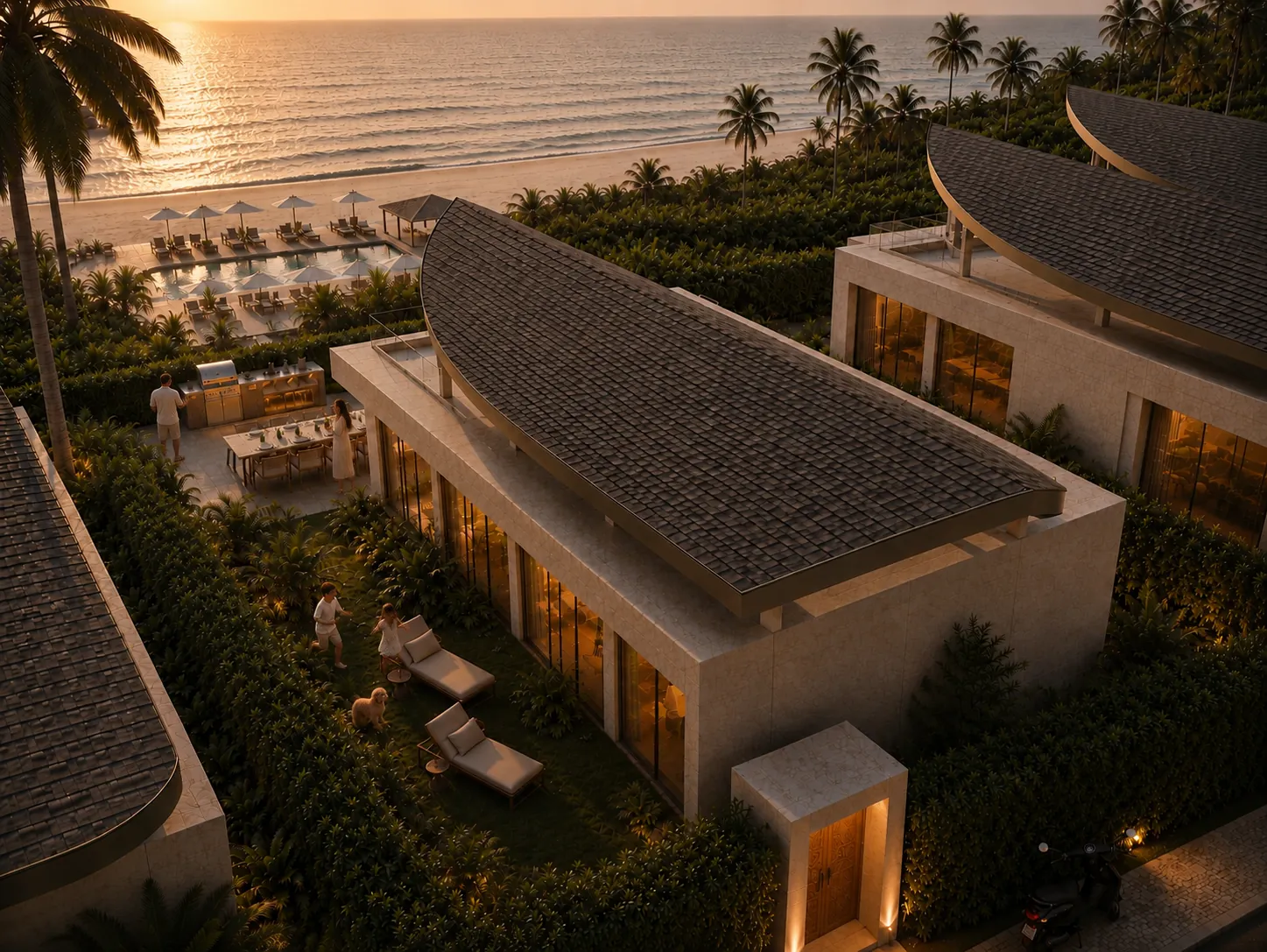 Villa roofs and ocean view