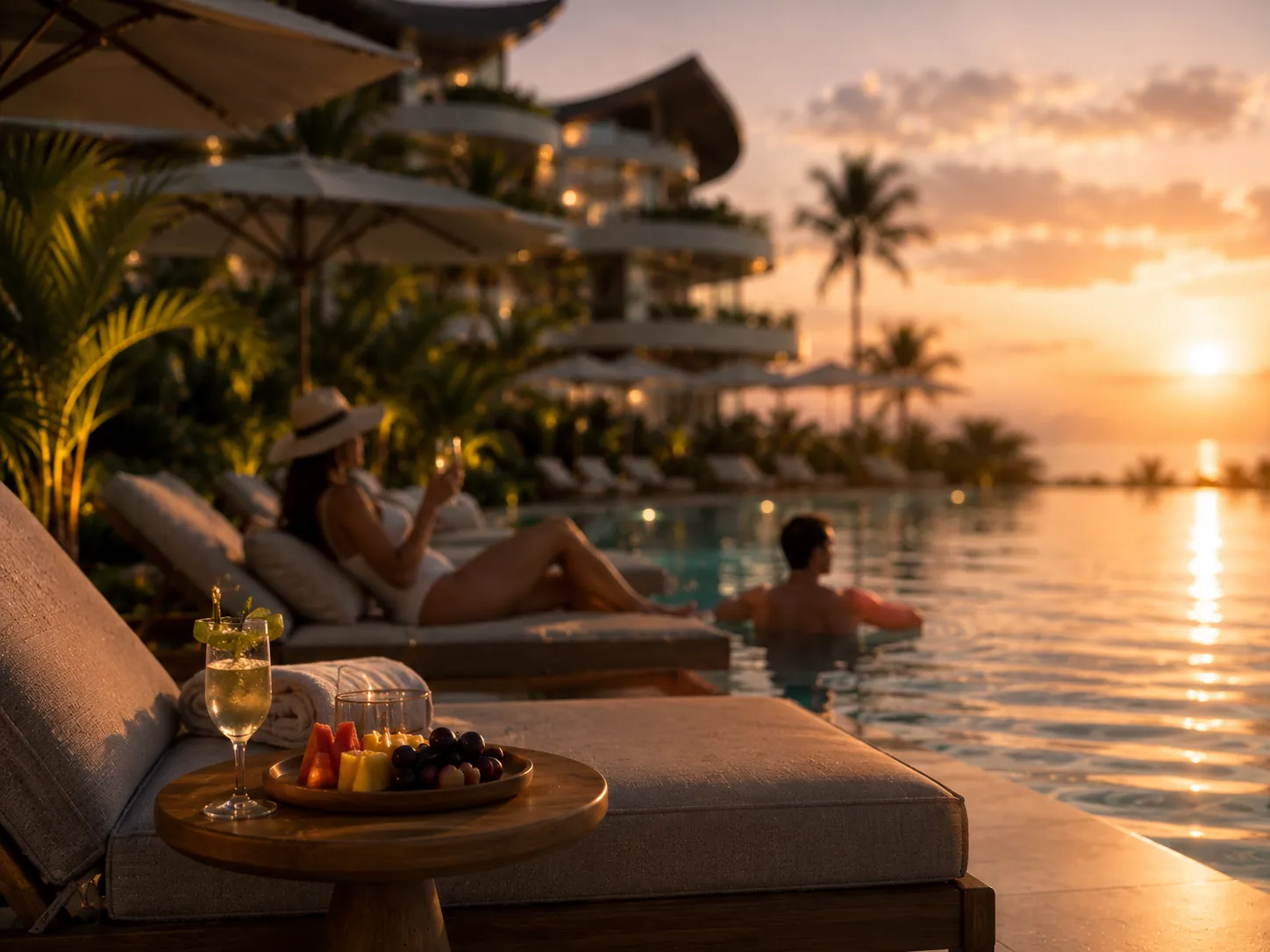 Infinity pool at sunset