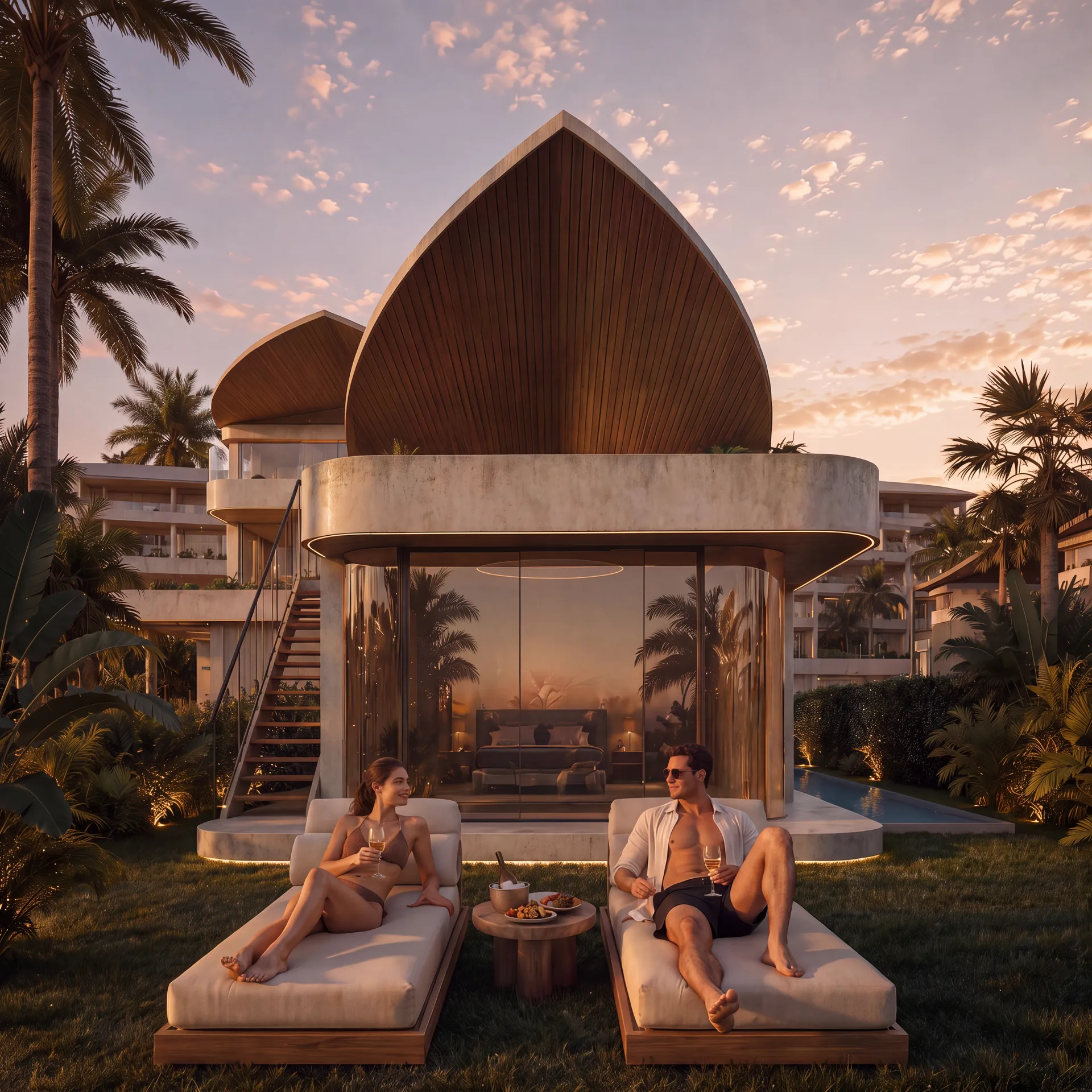 Lounge area by the ocean