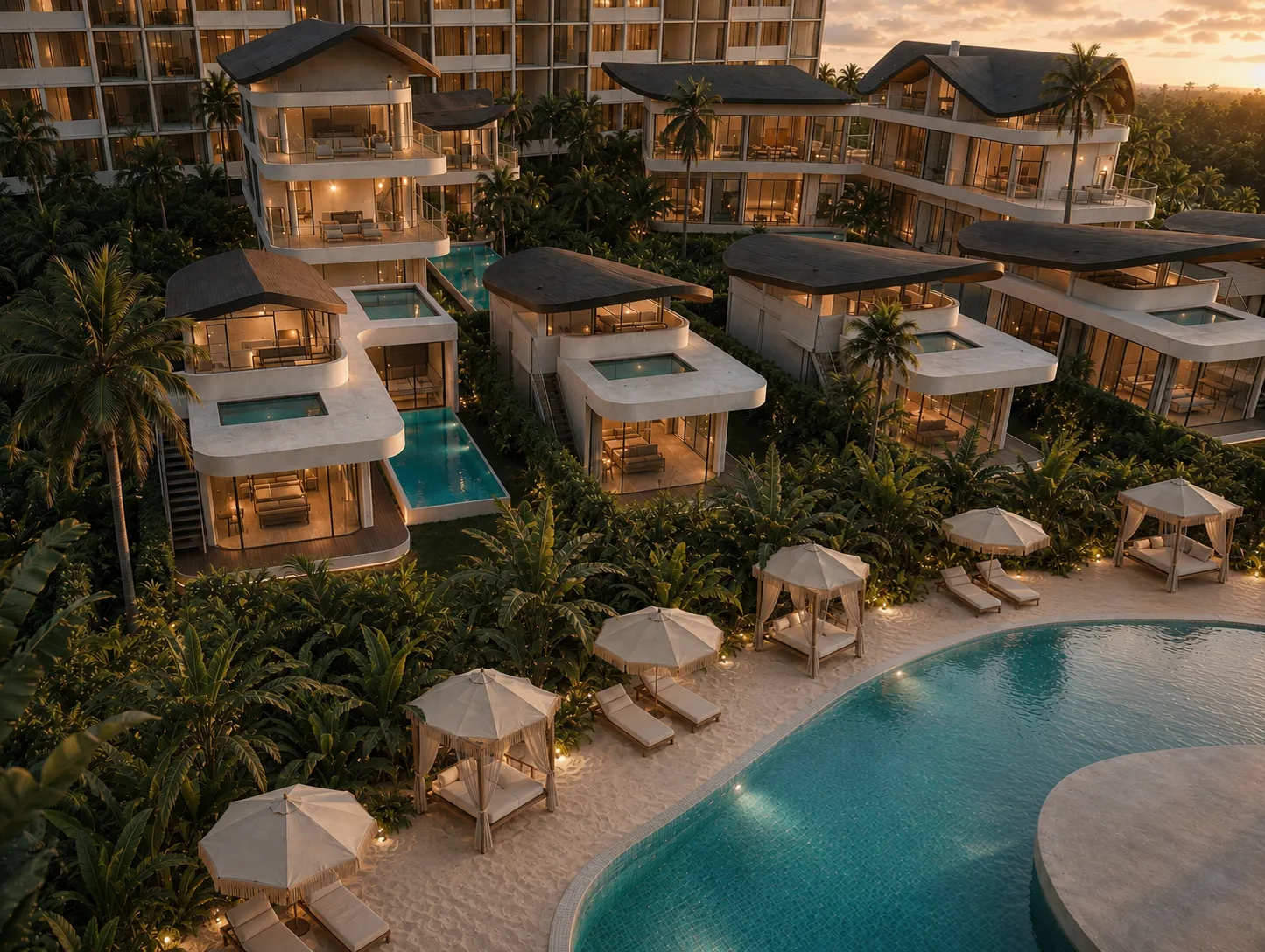 Villas and the shared pool